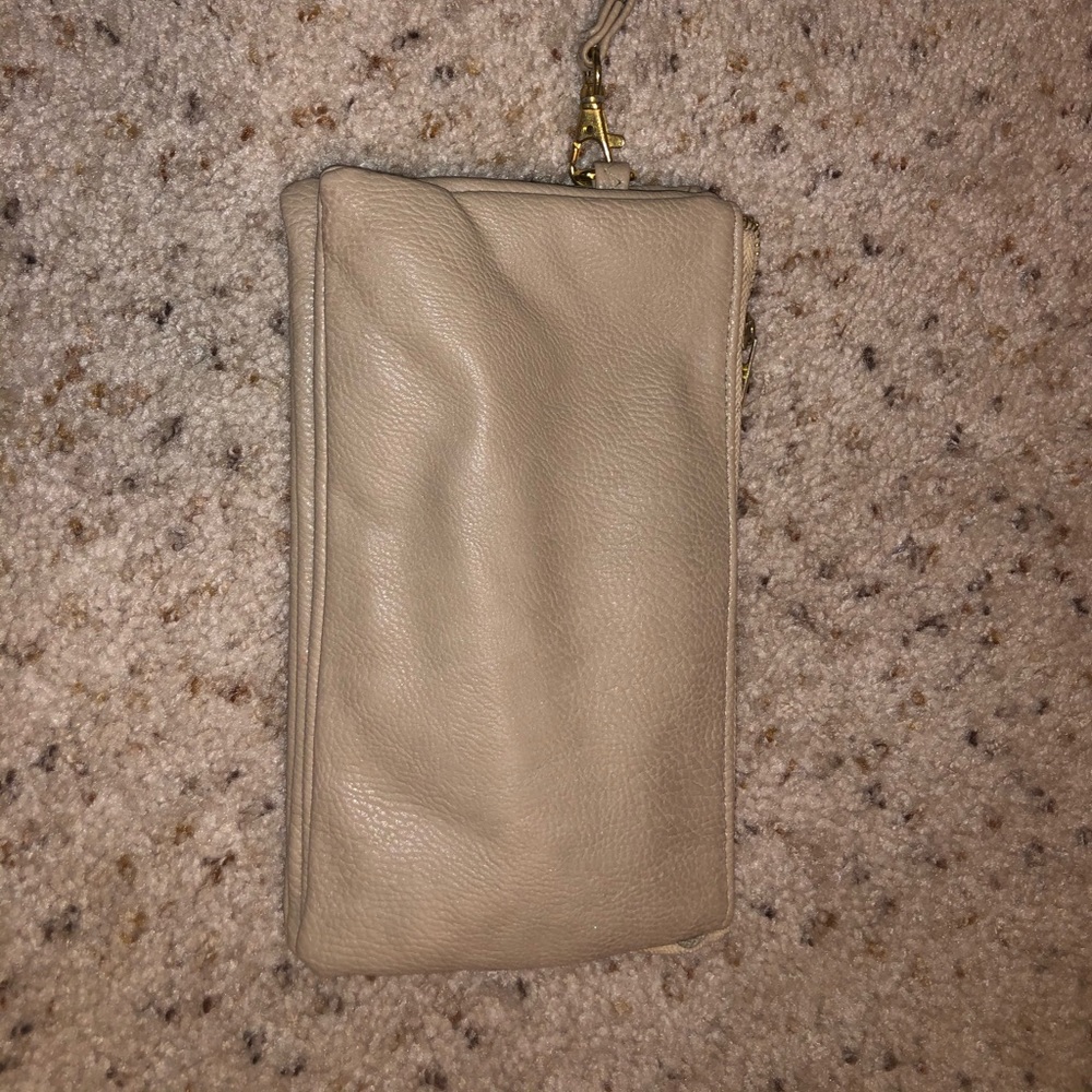 Beige wristlet purse